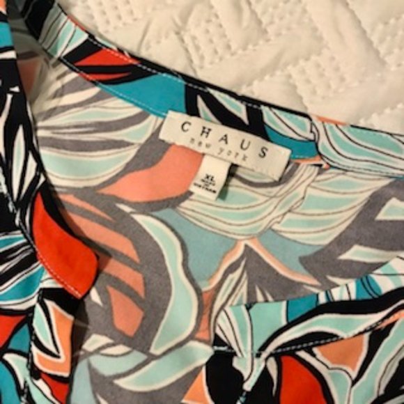 CHAUS Tropical Print Blouse - Picture 2 of 2